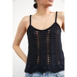 Anthropologie Black Crochet Cami